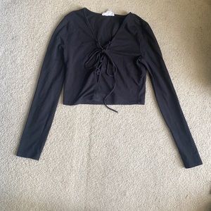 Forever 21 long sleeve lace up crop top M